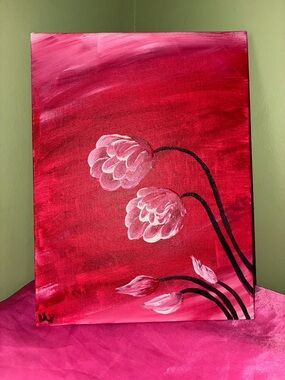 “Rosa” - M.F Original Red Floral Canvas Painting